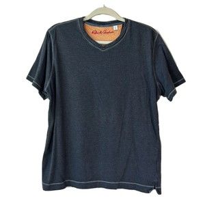 Robert Graham Shirt Mens Large Classic Fit V-Neck Casual Gray Embroidered Logo